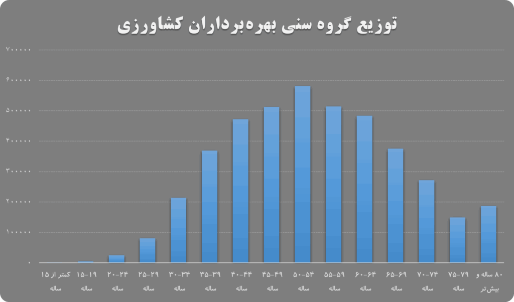توزیع گروه سنی بهره برداران کشاورزی ایران